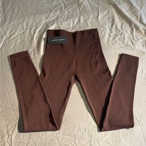 Savage X Fenty Chocolate Brown seamless rib sports high waist women medium NEW